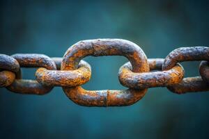 Rusty chain links showing strength and connection on a blurred background photo