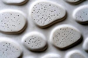 Textured concrete surface showing pebble like pattern with small holes photo