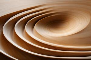 Smooth wooden curves creating concentric circles with light brown tones photo