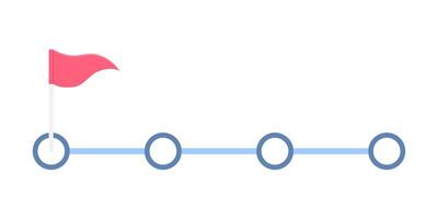 Progress tracking with milestones and a red flag marking completion vector