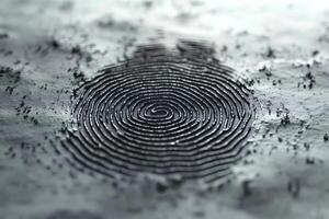 Fingerprint imprint revealing unique identity in biometric security system photo