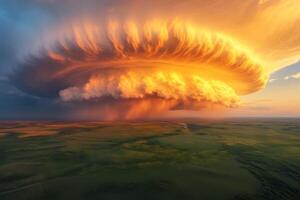 Majestic Thunderstorm Cloud Illuminating the Horizon photo