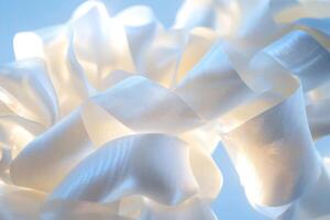 White ribbons creating abstract shapes flowing in the light photo