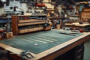 Organized workshop desk with precision tools displayed photo