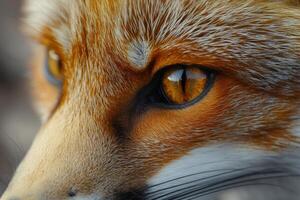 Red fox showing intense gaze in close-up portrait. photo