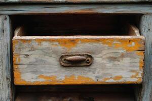 Weathered wooden drawer with rustic charm photo