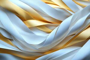 White and gold ribbons creating a beautiful abstract composition photo