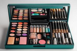 Luxurious makeup collection in elegant display box. photo