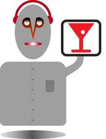 Man with headphones serving drinks vector