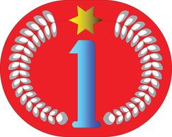 Number One Badge with Laurel Wreath and Star vector
