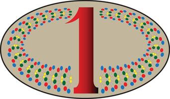 Oval composition with a red number 1 and colorful decorative elements vector