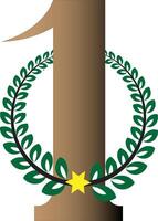 Number One Celebration with Laurel Wreath and Star vector