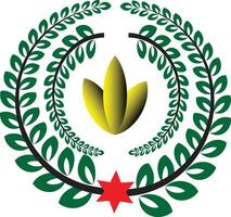 Laurel Wreath with Golden Leaves and Red Star for Awards and Recognition vector