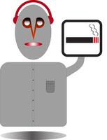 A man wearing headphones is showing where smoking is allowed vector