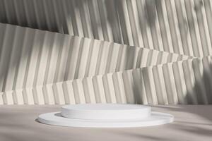 Clean and modern minimalist podium design with shadow, ideal for use in displays or promotional settings. photo
