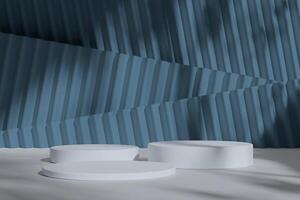 Minimalist podium with dynamic shadows, ideal for showcasing creative or elegant product displays. photo