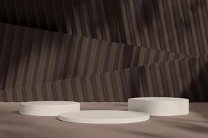 A sleek minimalist podium design with a warm tone, perfect for use in corporate or professional presentations. photo