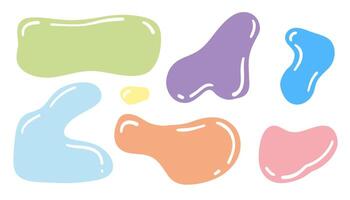 Liquid abstract organic blob shapes. Flat illustration featuring wavy bubbles and drops in trendy Y2K style, perfect for modern designs and creative projects. vector