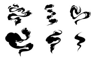 Set of cartoon steam clouds and white smoke. illustration of fog, mist, and vapor effects for design, advertising posters, menus, and web graphics. vector