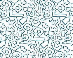 Seamless pattern of blue doodle arrows. Hand-drawn curved and wavy marker-style strokes with bold lines and sketchy texture. Fun and dynamic design for creative projects. vector