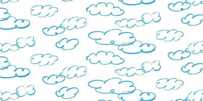 Hand-drawn clouds seamless pattern. Doodle sky background in handwriting style. illustration on transparent background for kids, weather, or nursery-themed designs vector