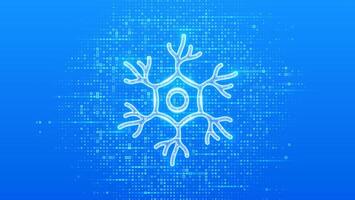Nerve cell icon. Human neuron cell, unit of the nervous system. Nerve health. Neural communication, brain function. Blue medical background made with cross shape symbol vector