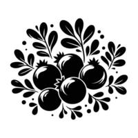 Hand-Drawn Cranberry Cluster with Leaves vector