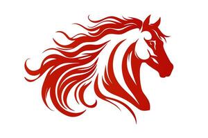 Silhouette of a fiery horse on a white background. vector