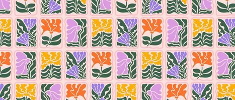 Abstract floral retro pattern in patchwork style. Wallpaper, cover, packaging design. vector
