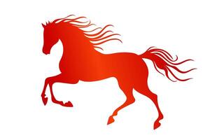 Silhouette of a fiery horse isolated on a white background. vector