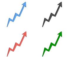 Set of 3D arrows of different colors for business growth. vector