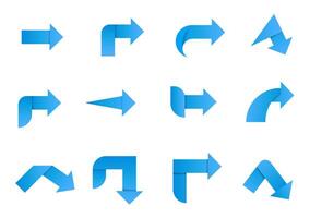 A set of blue paper arrows pointing in different directions. vector