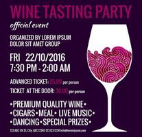 Wine Tasting Party Flyer Design Template. Degustation Event Invitation Brochure vector