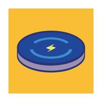 Wireless charger pad with thunderbolt on blue surface for electrical device concept vector