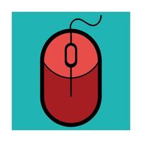 Stylized illustration of a red computer mouse on a teal background vector