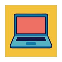 Minimalist laptop illustration on yellow background ideal for design and technology projects vector
