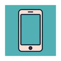 Minimalist smartphone illustration with cream frame on teal background vector