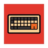 Cartoon keyboard illustration on red background for technology and computer concepts vector