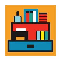 Colorful Geometric Abstract Office Desk Storage Bookshelf Design vector