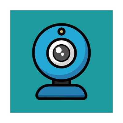 Blue Webcam Icon Digital Camera, Conferencing, Online Meeting