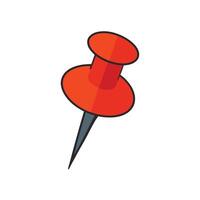Simple red push pin illustration isolated on white background notice board essential tool vector
