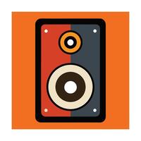 Retro speaker illustration in orange red and grey for music and audio themes vector