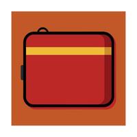 Isolated red portable cassette player illustration vintage audio equipment modern flat design vector
