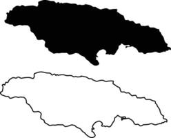 Map of Jamaica Silhouette Flat and Outline Design vector