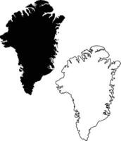 Map of Greenland Silhouette Flat and Outline Design vector