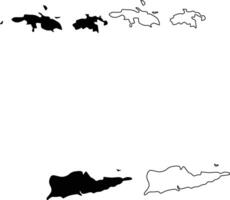 Map of U.S. Virgin Islands Silhouette Flat and Outline Design vector