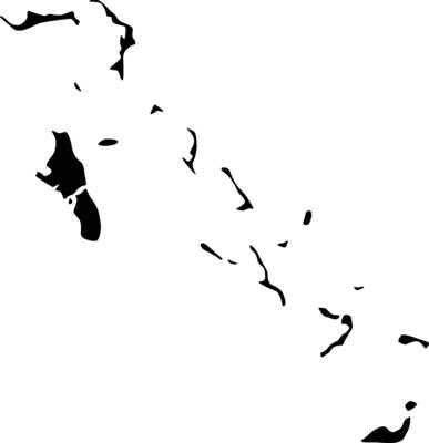 Map of The Bahamas Silhouette Design on White Background