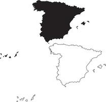 Map of Spain Silhouette Flat and Outline Design vector