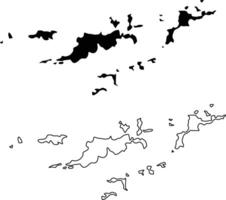 Map of British Virgin Islands Silhouette Flat and Outline Design vector