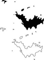 Map of St Barthelemy Silhouette Flat and Outline Design vector